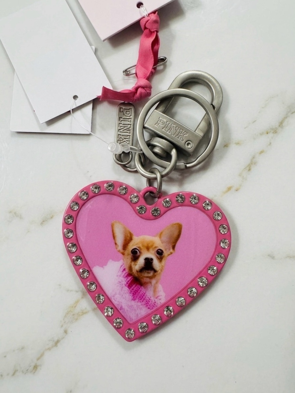PINK Elle Picture Frame Keychain Charm